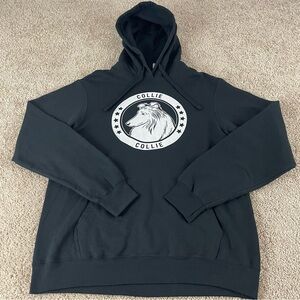 Collie Dog Graphic Hoodie Medium Black Pullover Sweatshirt Casual Comfort F232